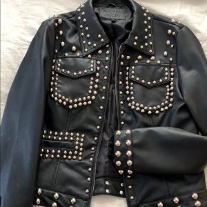 Chelsea and violet leather studded jacket